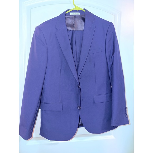 Needle & Stitch Mens Blue 2 Piece Suit Set Jacket 38S Pants 32X26 Wool Blend